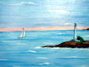 Sailboat passing the lighthouse